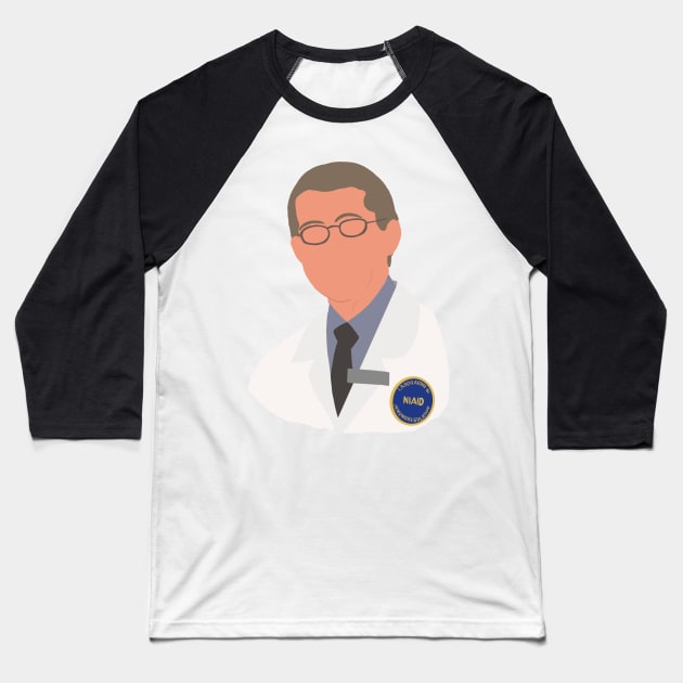 Dr. Fauci Portrait Baseball T-Shirt by GrellenDraws